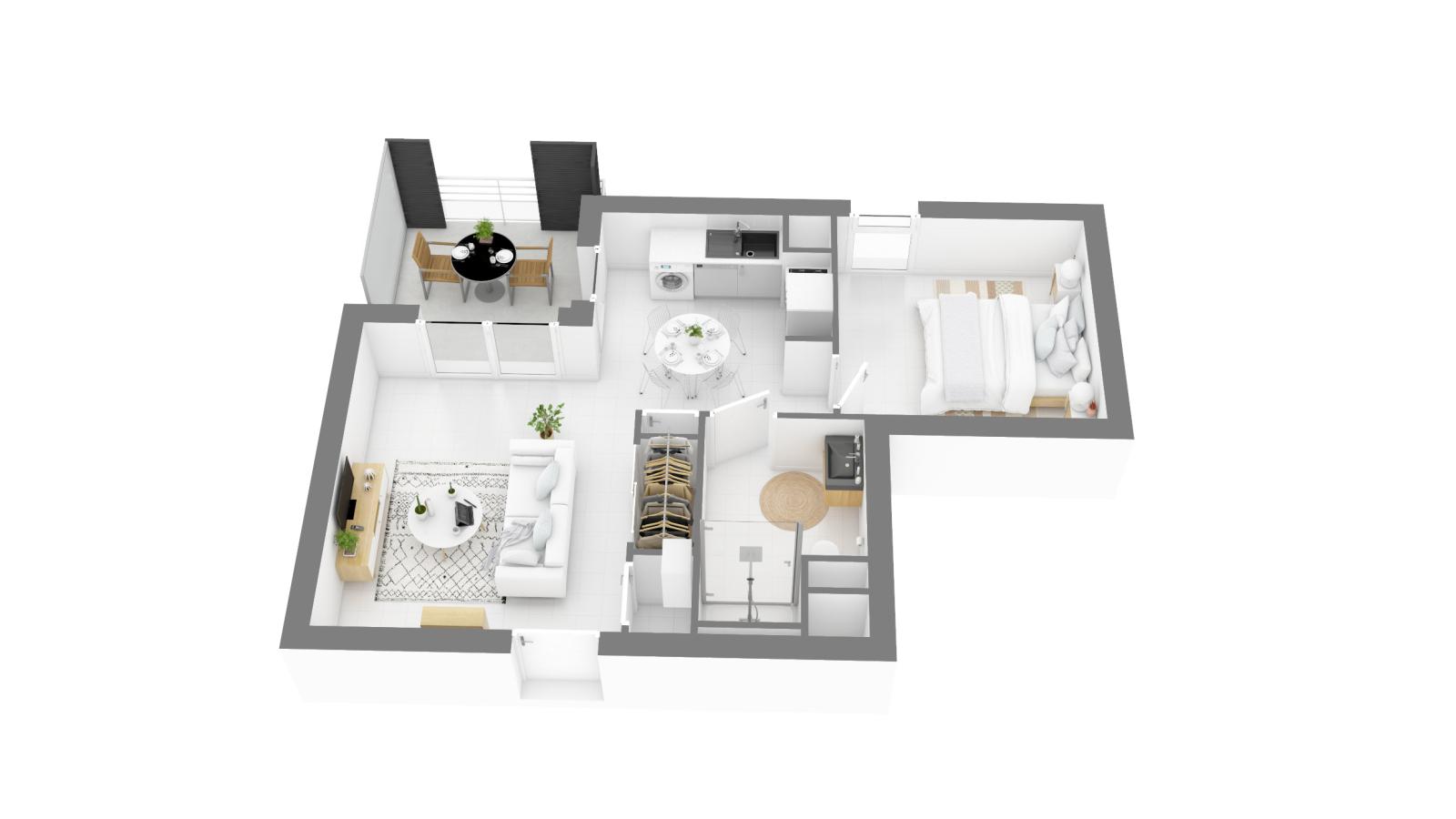 2 pièces - RDC - 46m² - 937,33 € - Photo #2