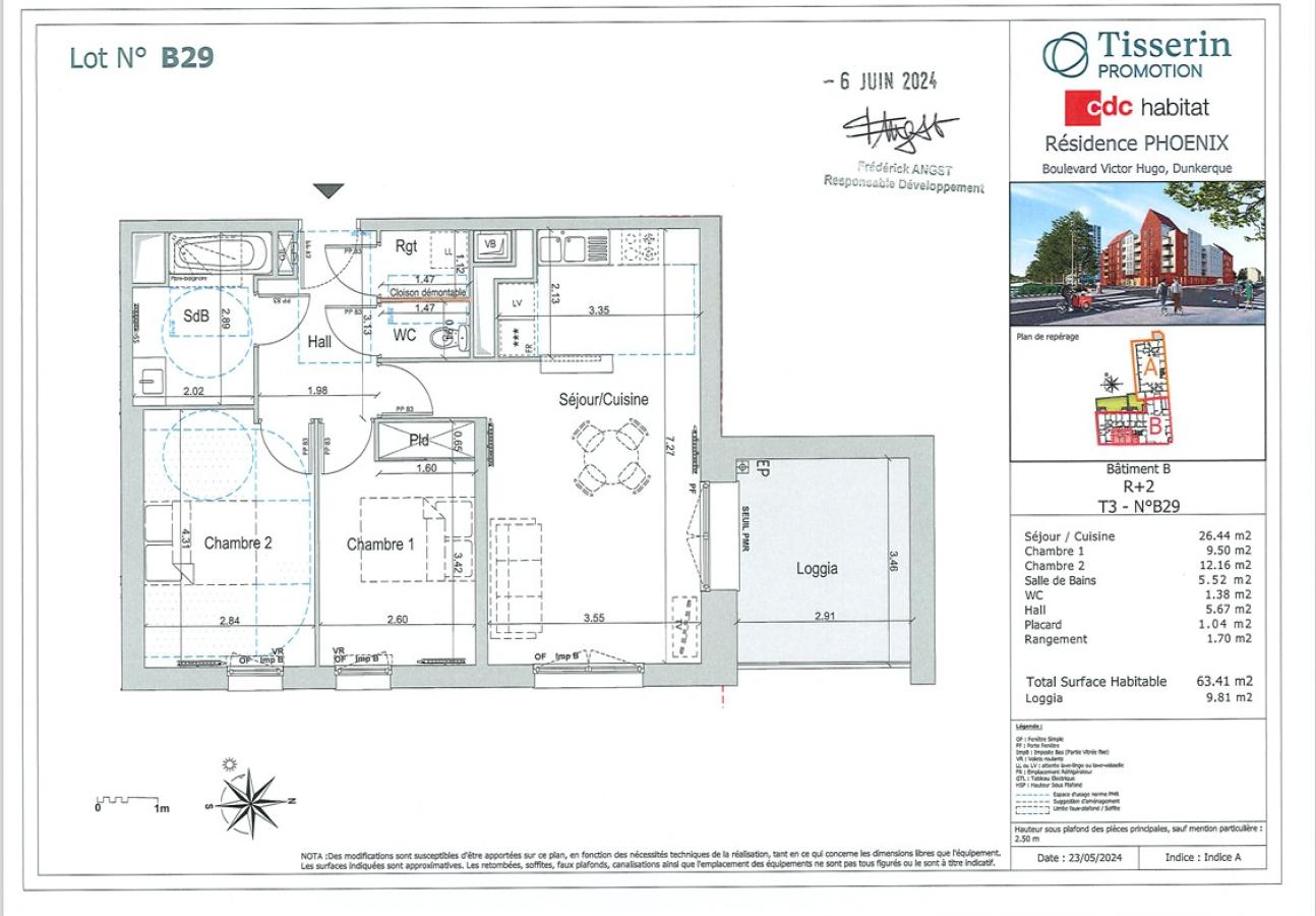 3 pièces - 2ème étage - 63m² - 825,04 € - Photo #0