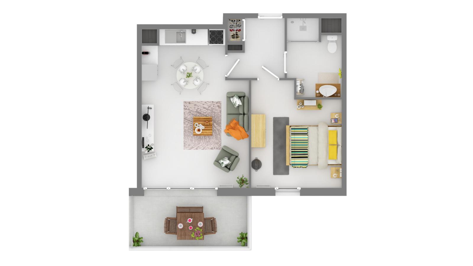 2 pièces - 1er étage - 43m² - 782,89 € - Photo #0
