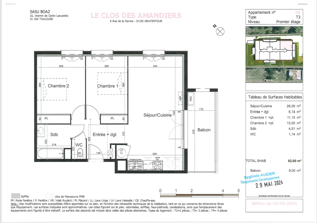 3 pièces - 1er étage - 62m² - 718,12 € - Photo #0