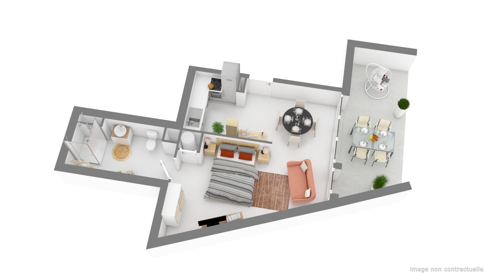 1 pièce - RDC - 37m² - 579,05 € - Photo #3
