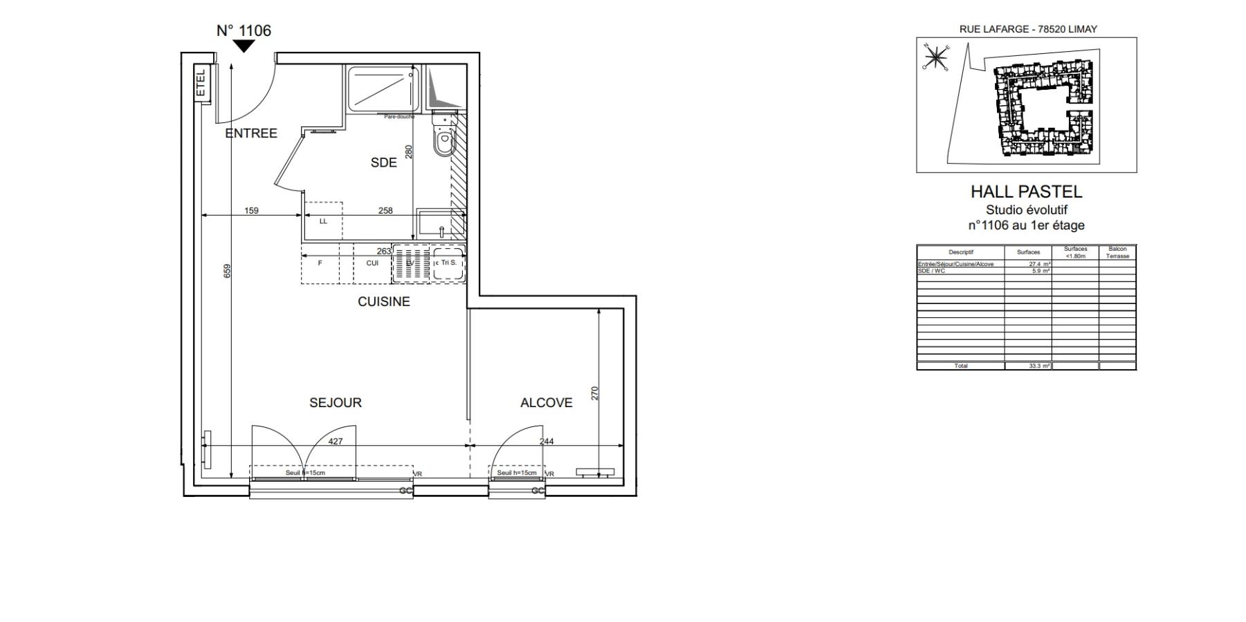 
																			1 pièce - 
																		1er étage - 33m² - 707,61 € - Photo #3