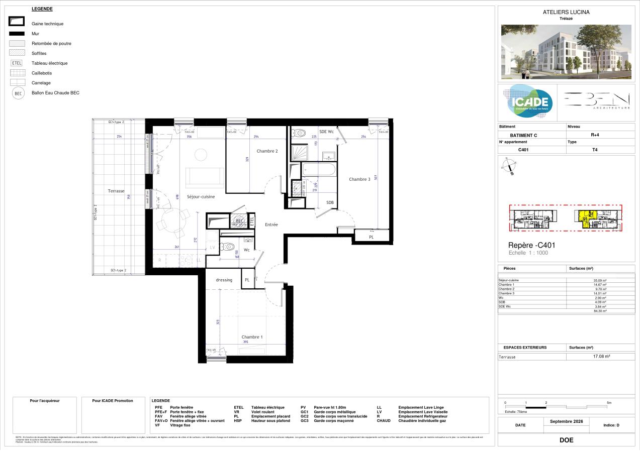 4 pièces - 4ème étage - 84m² - 970,79 € - Photo #1