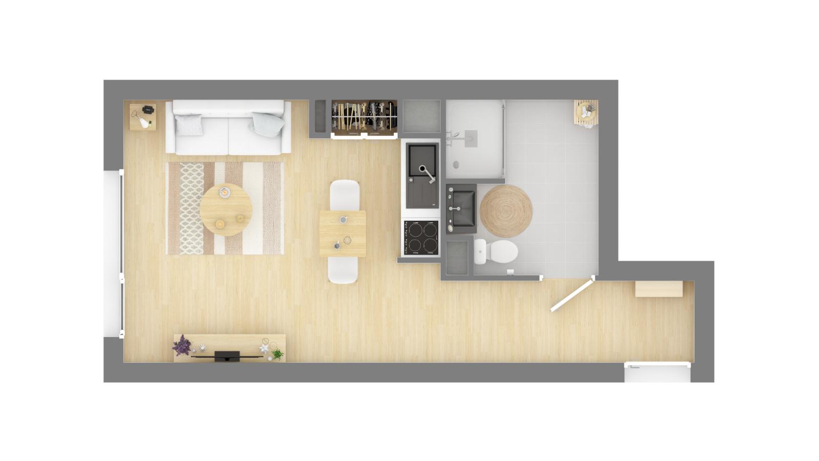 
																			1 pièce - 
																		RDC - 31m² - 551,23 € - Photo #4