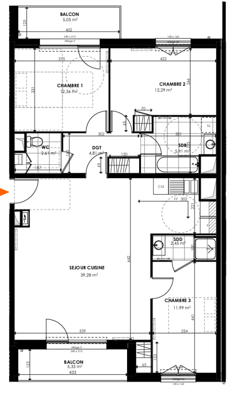 4 pièces - 4ème étage - 92m² - 993,11 € - Photo #5