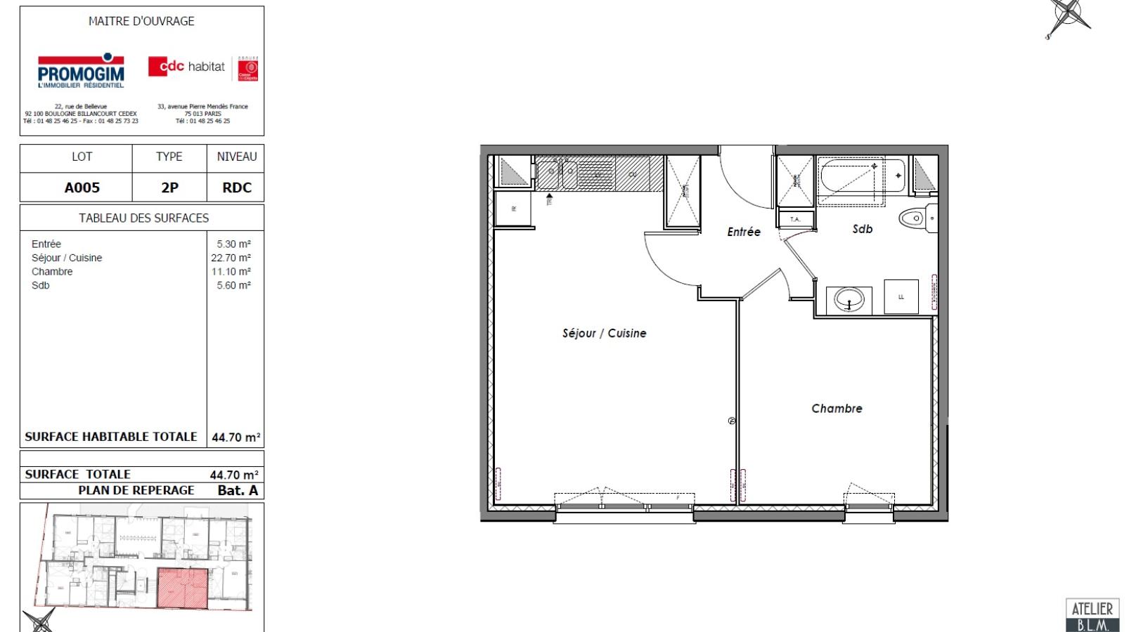 
																																							2 pièces - 
																																						RDC - 45m² - 877,15 € - Photo #6