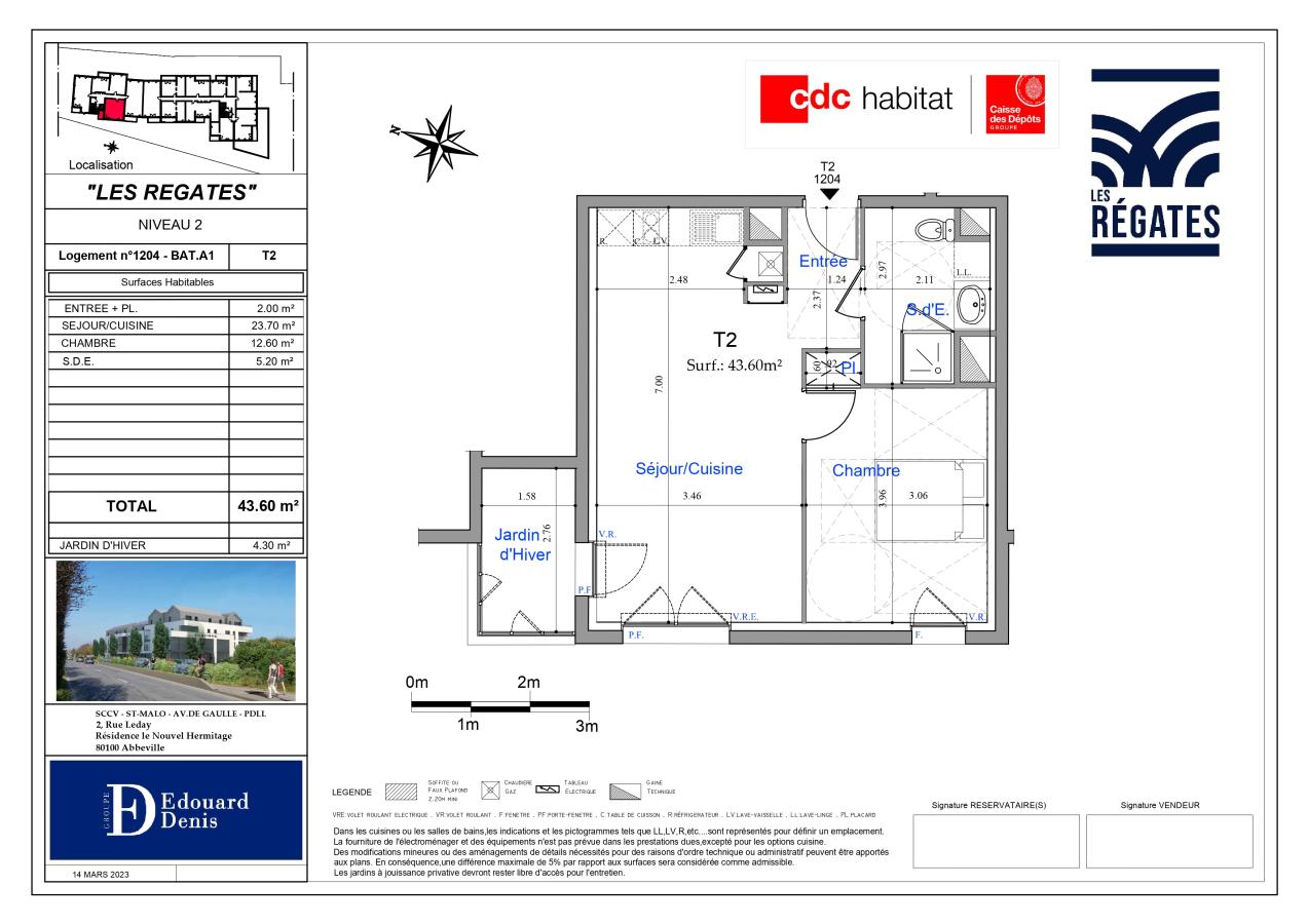 
																																							2 pièces - 
																																						2ème étage - 44m² - 584,22 € - Photo #1