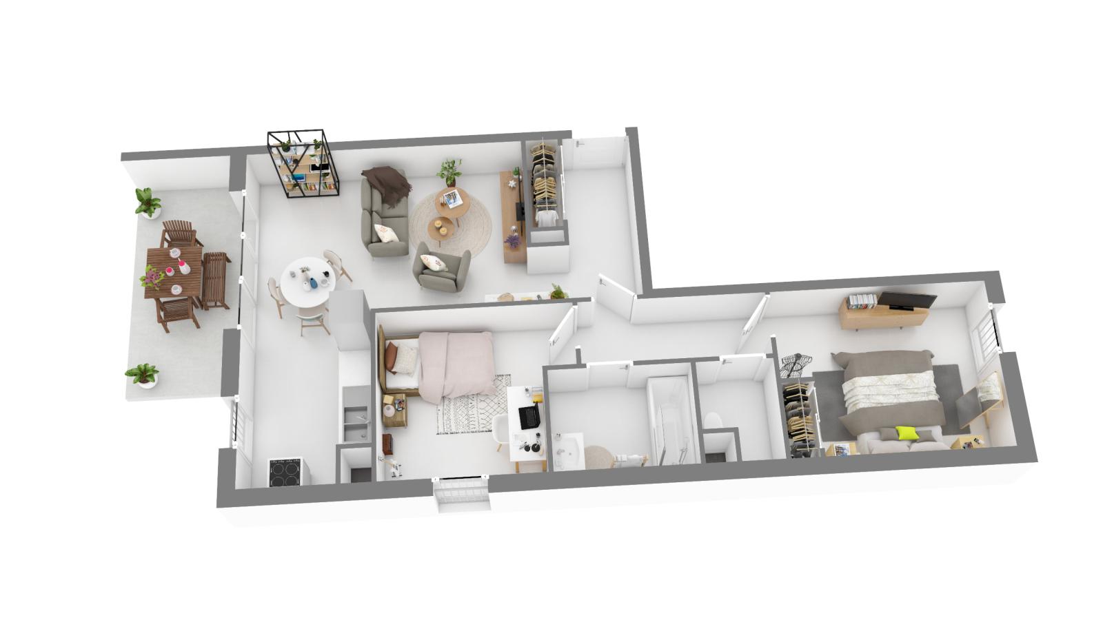 
																			3 pièces - 
																		RDC - 63m² - 798,85 € - Photo #2