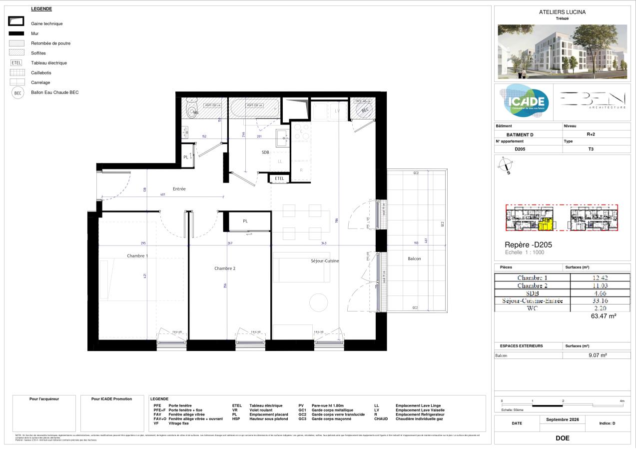 3 pièces - 2ème étage - 63m² - 782,46 € - Photo #2