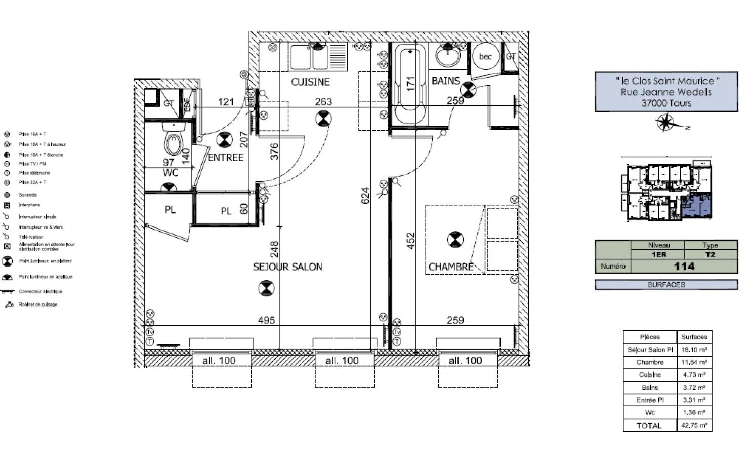 
																			2 pièces – 
																		1er étage – 43m² - 607,61 € - Photo #4