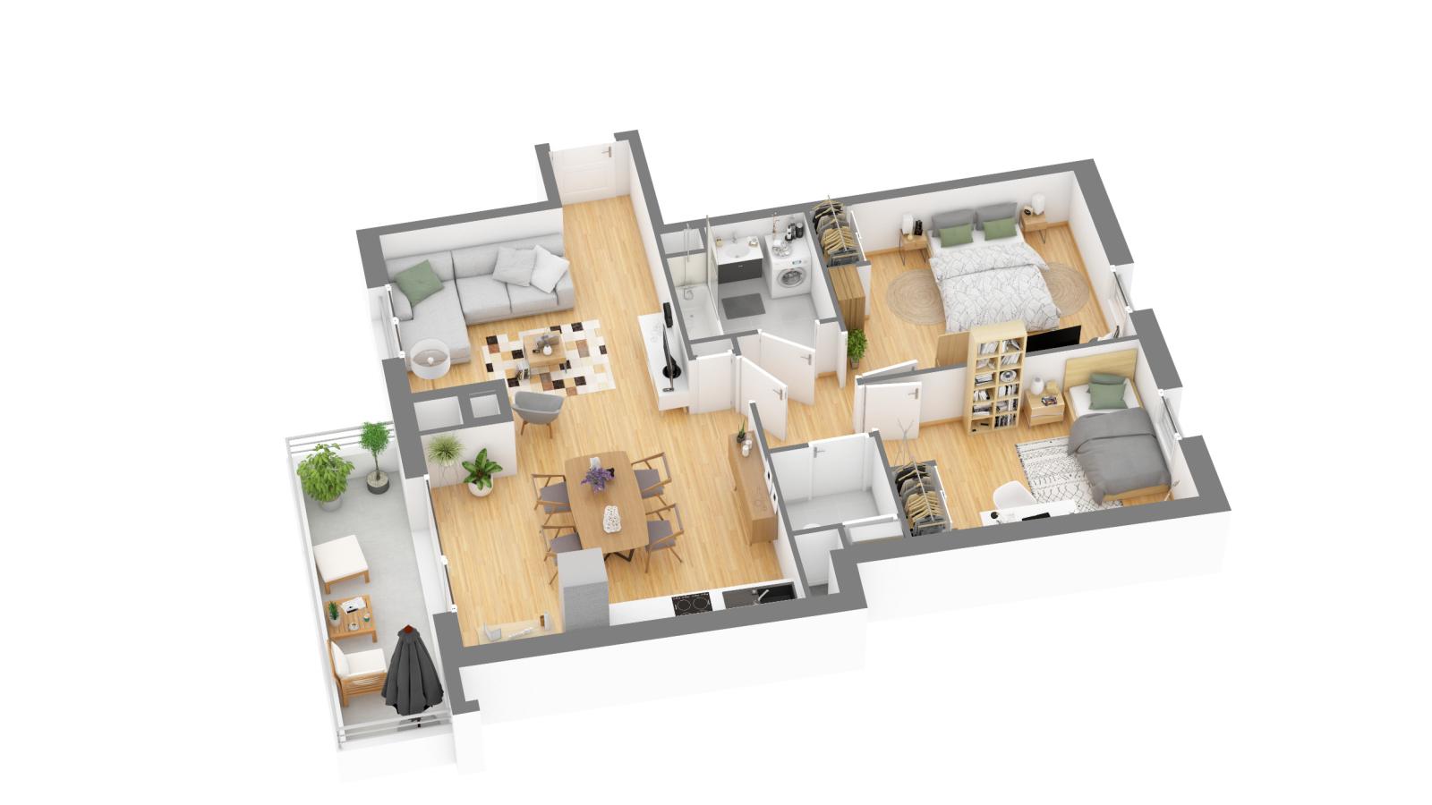 3 pièces - 2ème étage - 72m² - 894,32 € - Photo #7