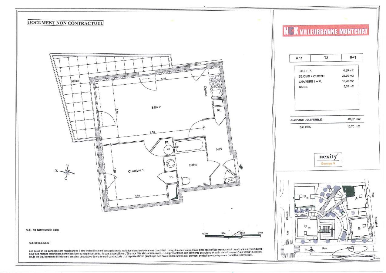 
																			2 pièces – 
																		3ème étage – 44m² - 733,42 € - Photo #4