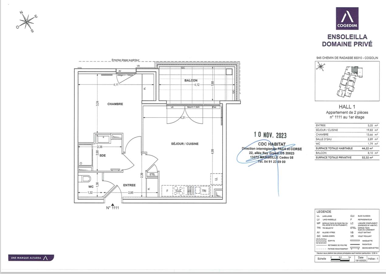 2 pièces - 1er étage - 44m² - 799,43 € - Photo #2