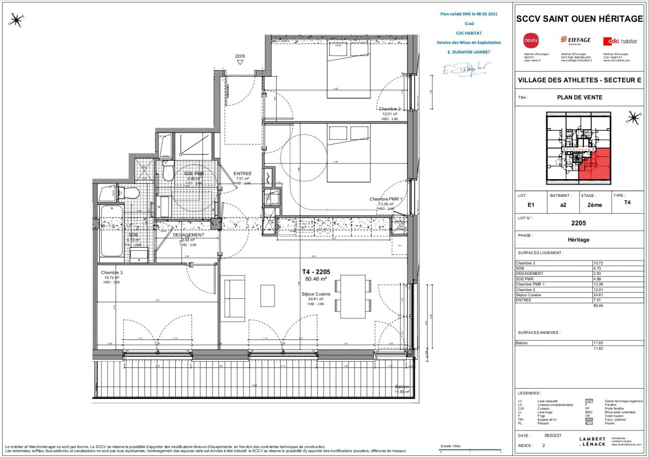 
																																							4 pièces - 
																																						2ème étage - 80m² - 1 698,13 € - Photo #3