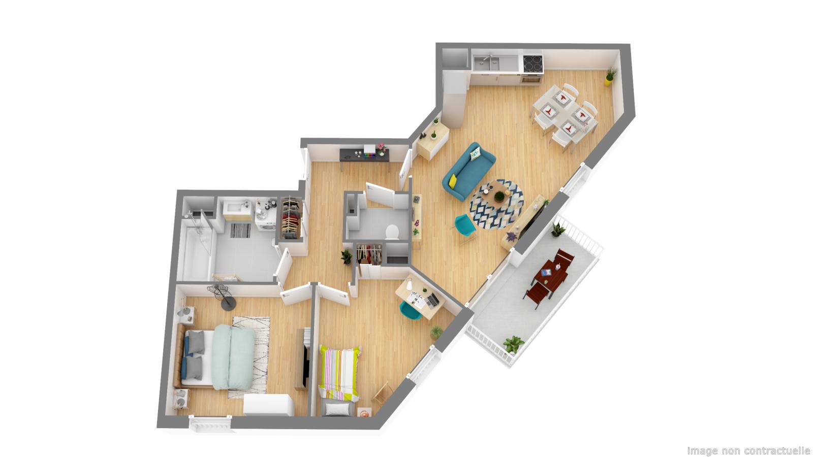 
																			3 pièces - 
																		4ème étage - 65m² - 804,49 € - Photo #2