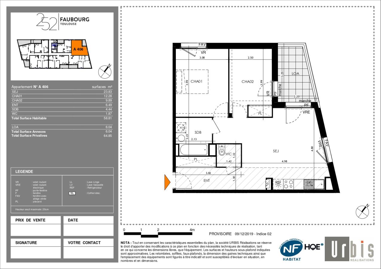 
																																							3 pièces - 
																																						4ème étage - 59m² - 744,05 € - Photo #7