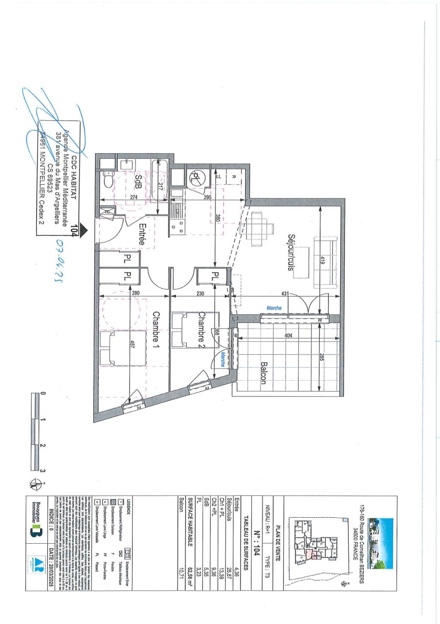 3 pièces - 1er étage - 63m² - 688,46 € - Photo #0
