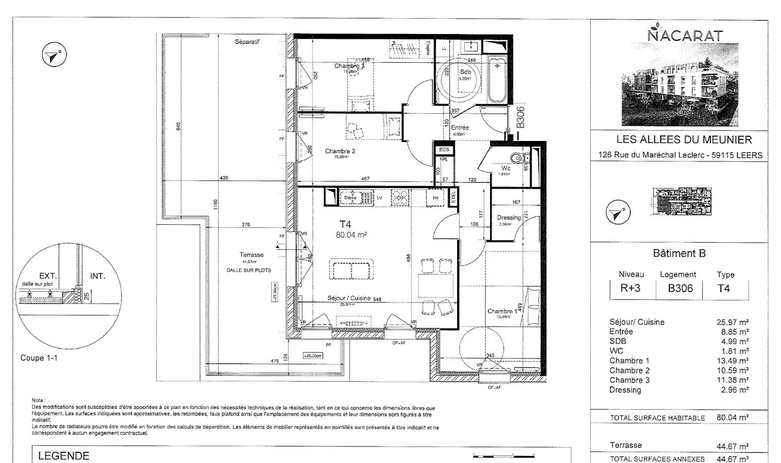 
																																							4 pièces - 
																																						3ème étage - 80m² - 981,19 € - Photo #1