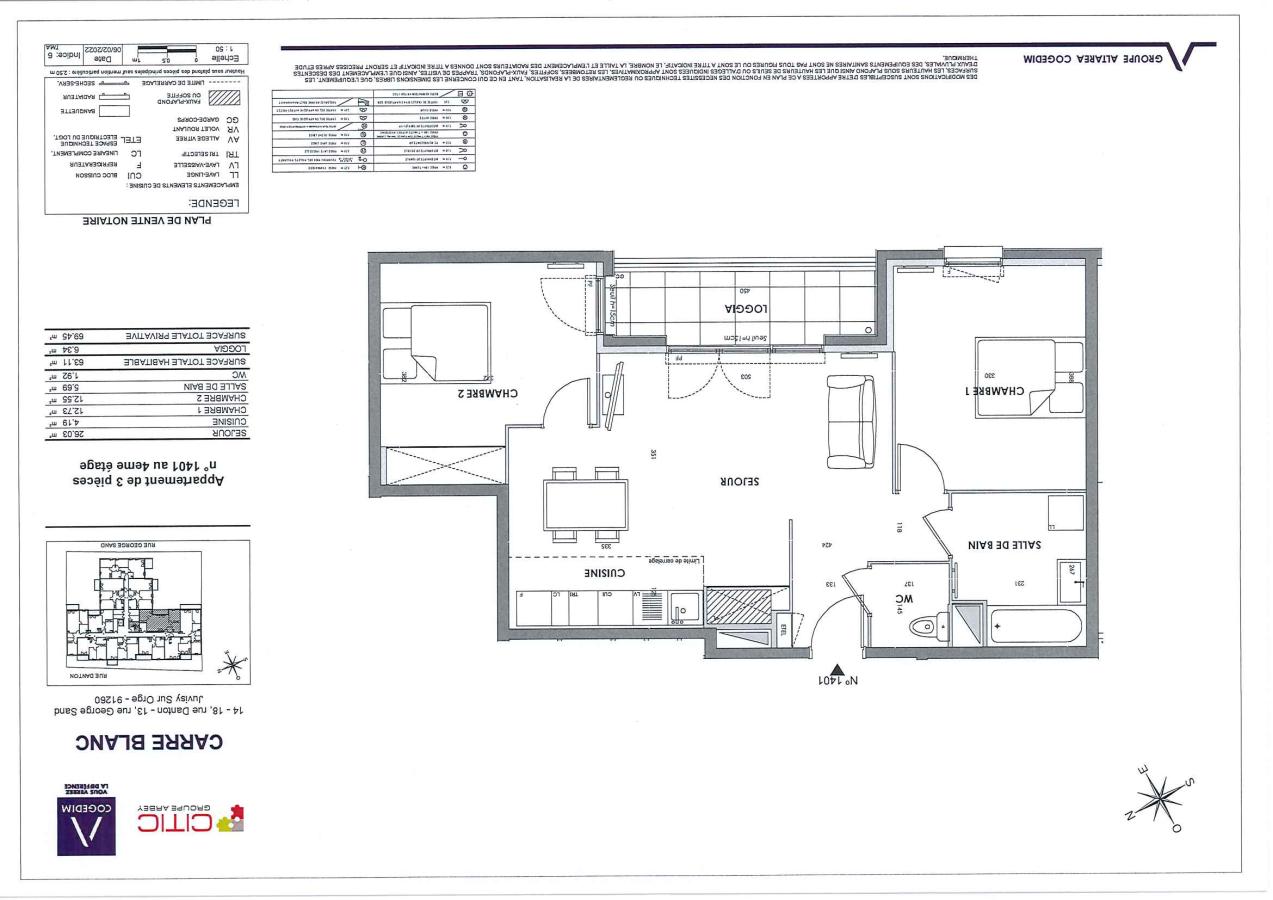 3 pièces - 4ème étage - 63m² - 1 199,59 € - Photo #0