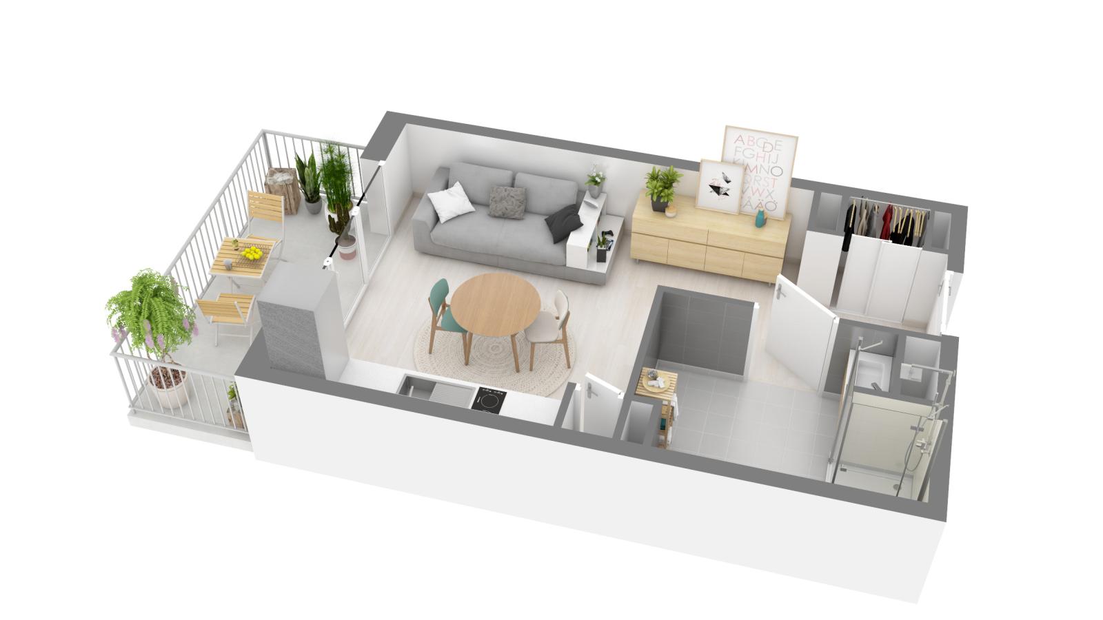 
																																							1 pièce - 
																																						2ème étage - 27m² - 374,76 € - Photo #3