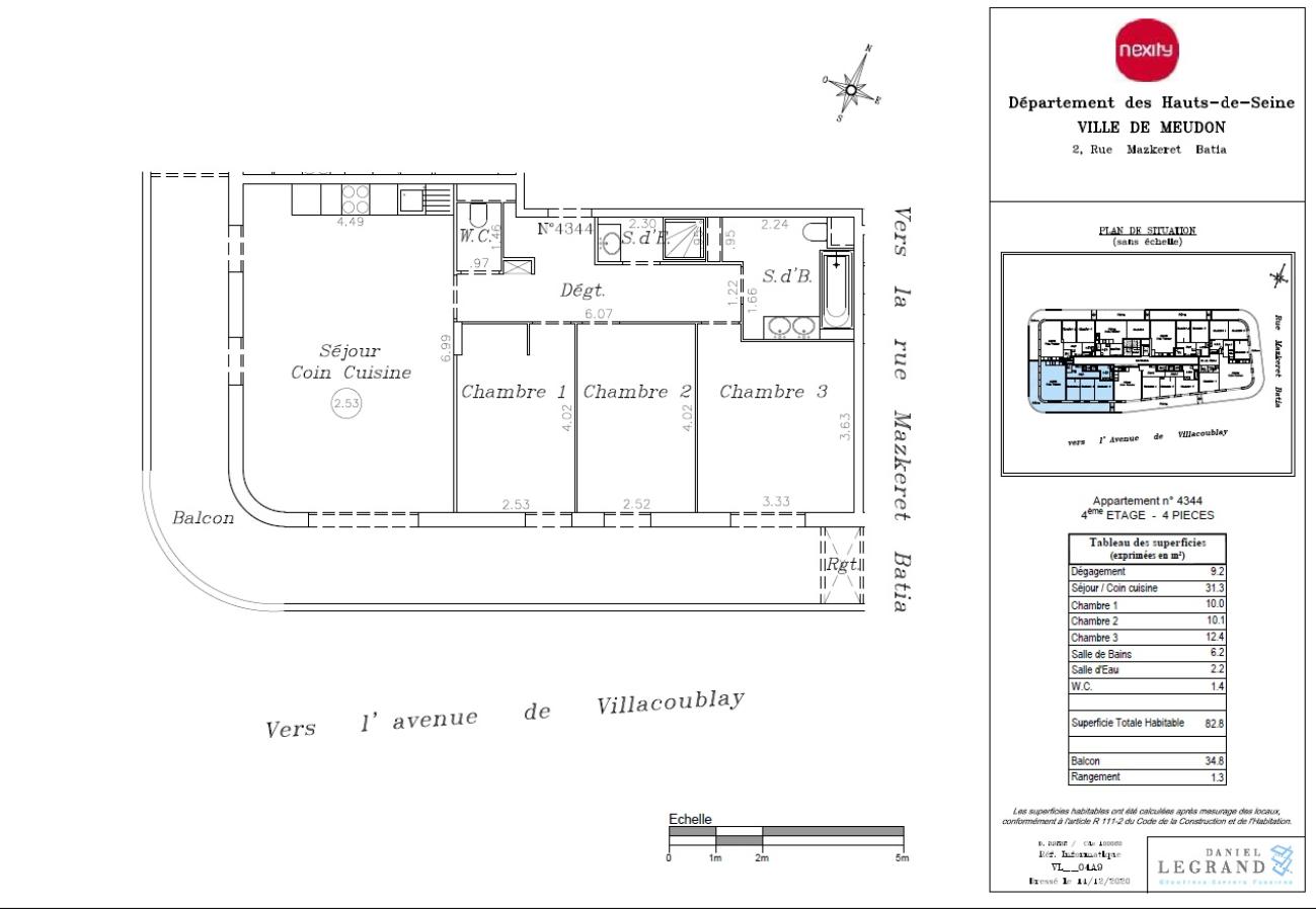 4 pièces - 4ème étage - 83m² - 1 682,82 € - Photo #1