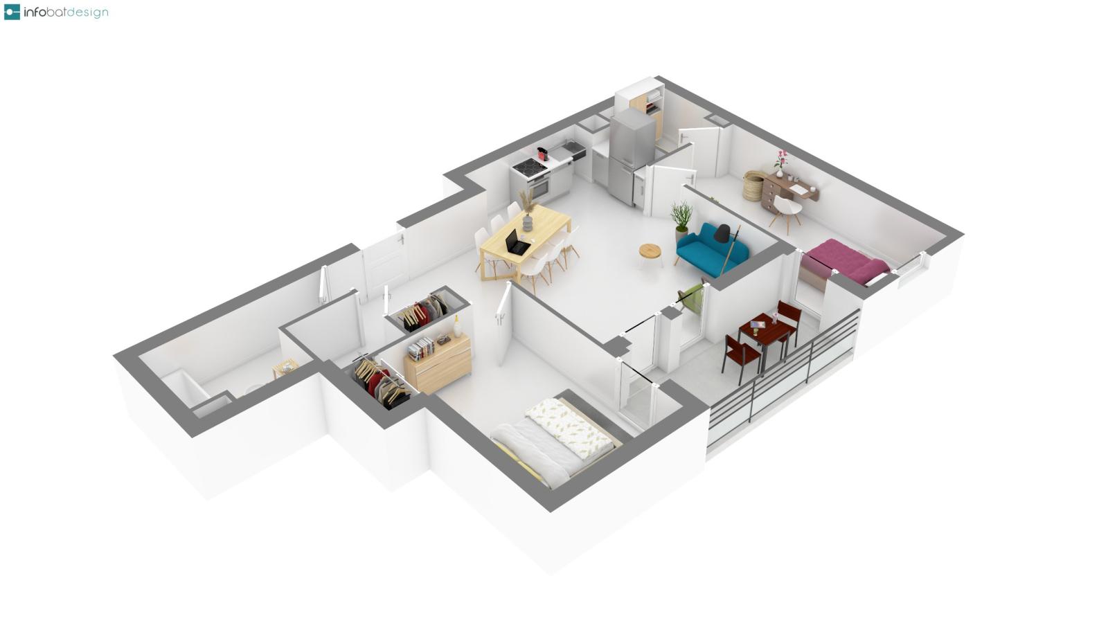 
																																							3 pièces - 
																																						1er étage - 68m² - 950,24 € - Photo #4