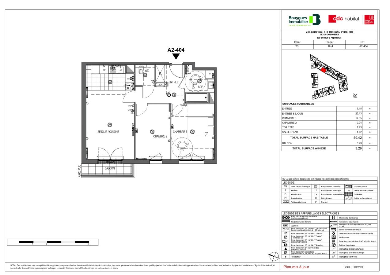 
																			3 pièces – 
																		4ème étage – 60m² - 1 513,60 € - Photo #0