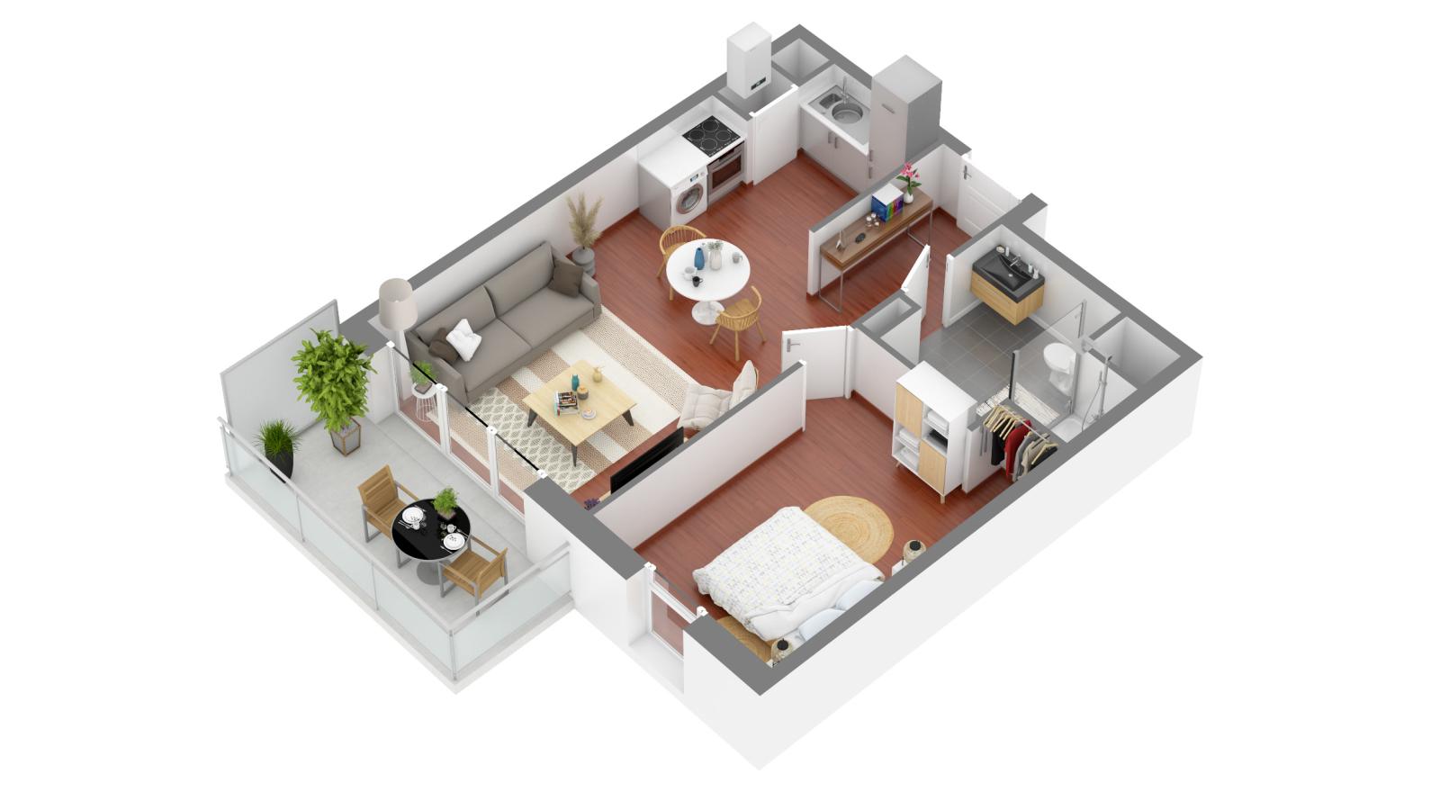 
																																							2 pièces - 
																																						RDC - 43m² - 534,49 € - Photo #3