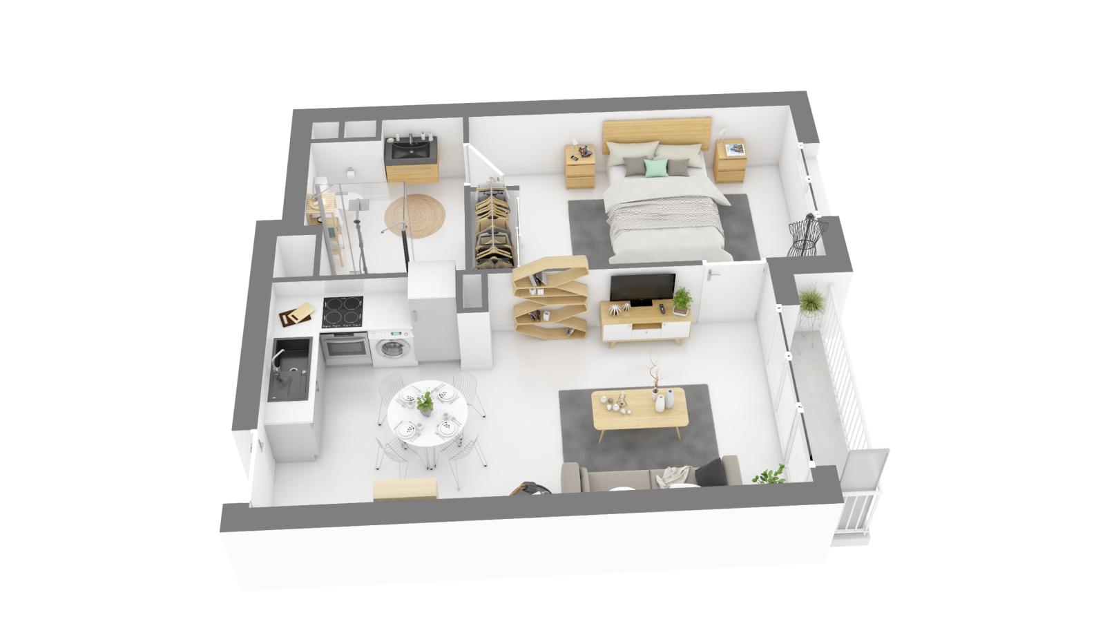 
																			2 pièces - 
																		2ème étage - 42m² - 859,60 € - Photo #0