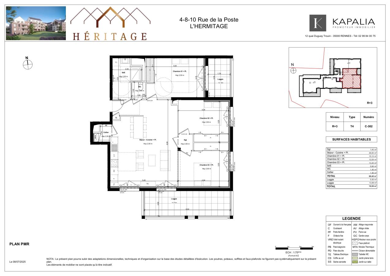4 pièces - 2ème étage - 88m² - 1 066,66 € - Photo #0