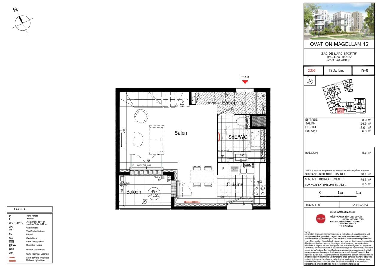 3 pièces - 5ème étage - 66m² - 1 452,27 € - Photo #1