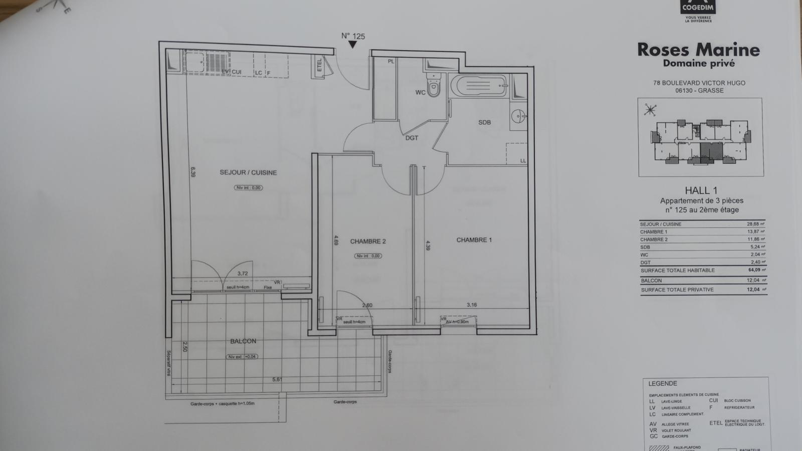 
																																							3 pièces - 
																																						2ème étage - 64m² - 1 048,41 € - Photo #1