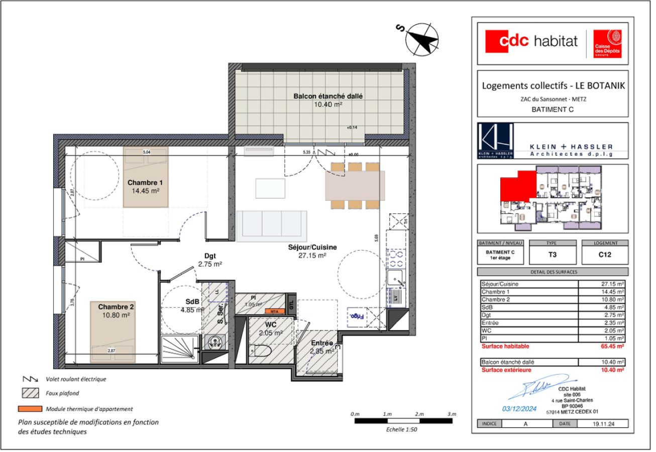 3 pièces - 1er étage - 65m² - 872,67 € - Photo #0
