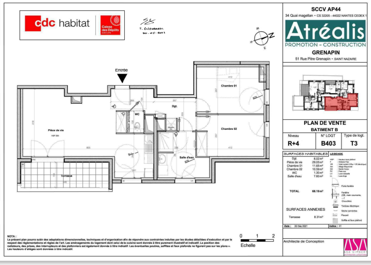 3 pièces - 4ème étage - 67m² - 820,96 € - Photo #6