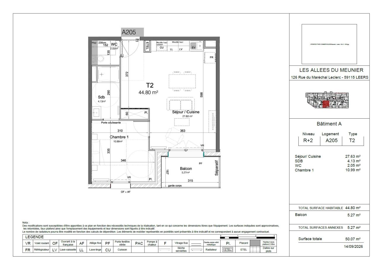 
																																							2 pièces - 
																																						2ème étage - 45m² - 697,55 € - Photo #1