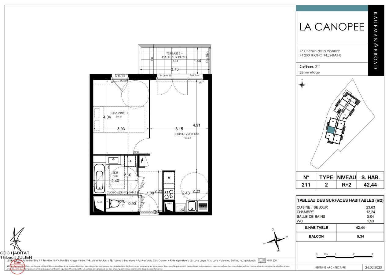 
																																							2 pièces - 
																																						2ème étage - 42m² - 598,92 € - Photo #5