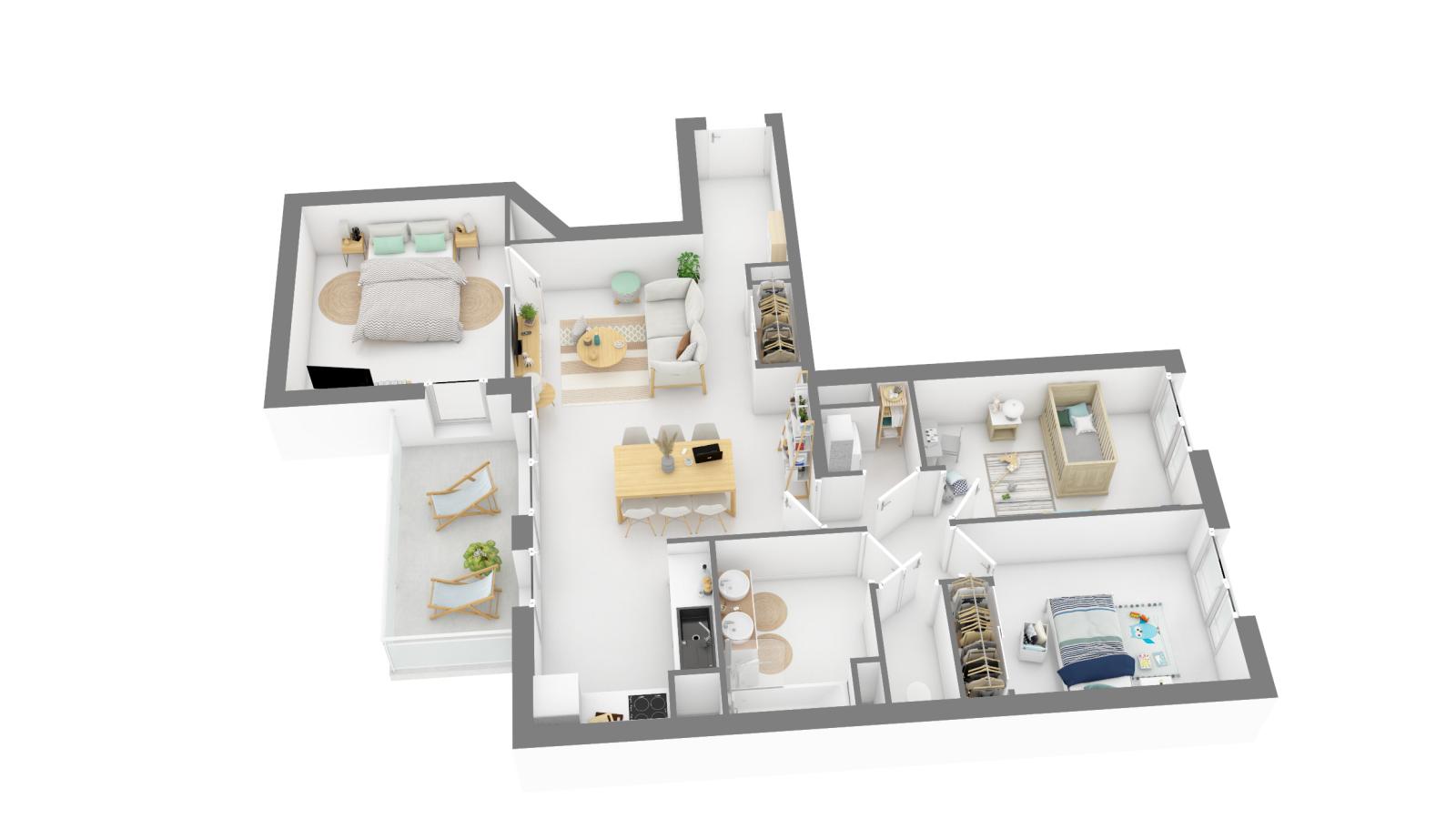 
																																							4 pièces - 
																																						3ème étage - 78m² - 1 183,90 € - Photo #3