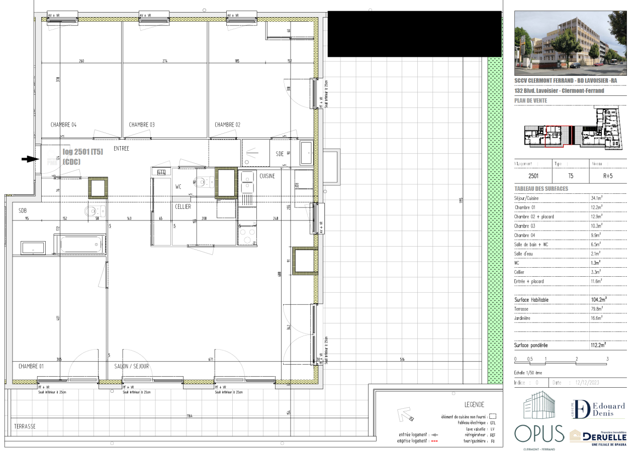 
																			5 pièces - 
																		5ème étage - 104m² - 1 267,02 € - Photo #0