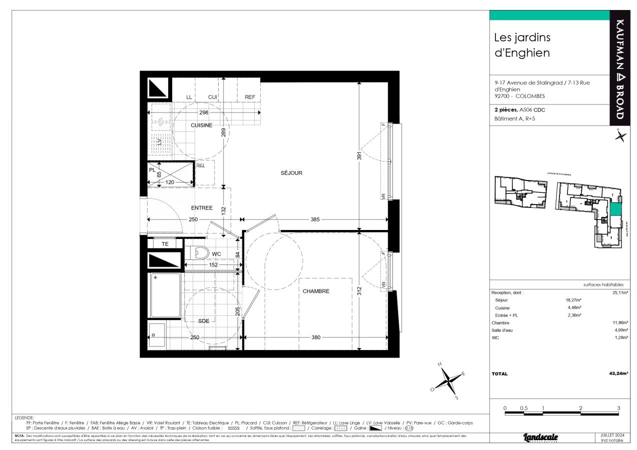 
																			2 pièces - 
																		5ème étage - 43m² - 1 209,31 € - Photo #1