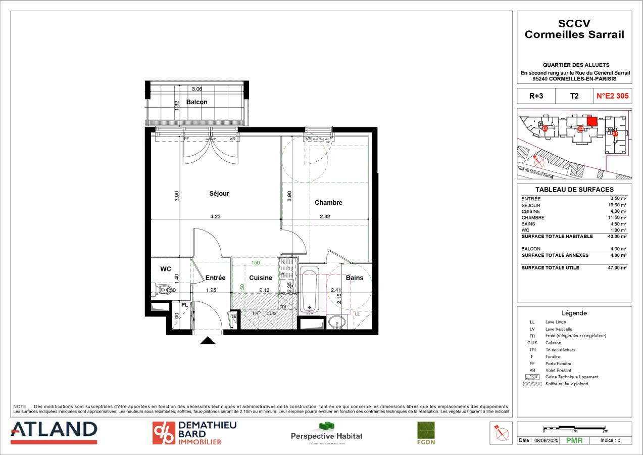 
																			2 pièces – 
																		3ème étage – 43m² - 1 028,13 € - Photo #1