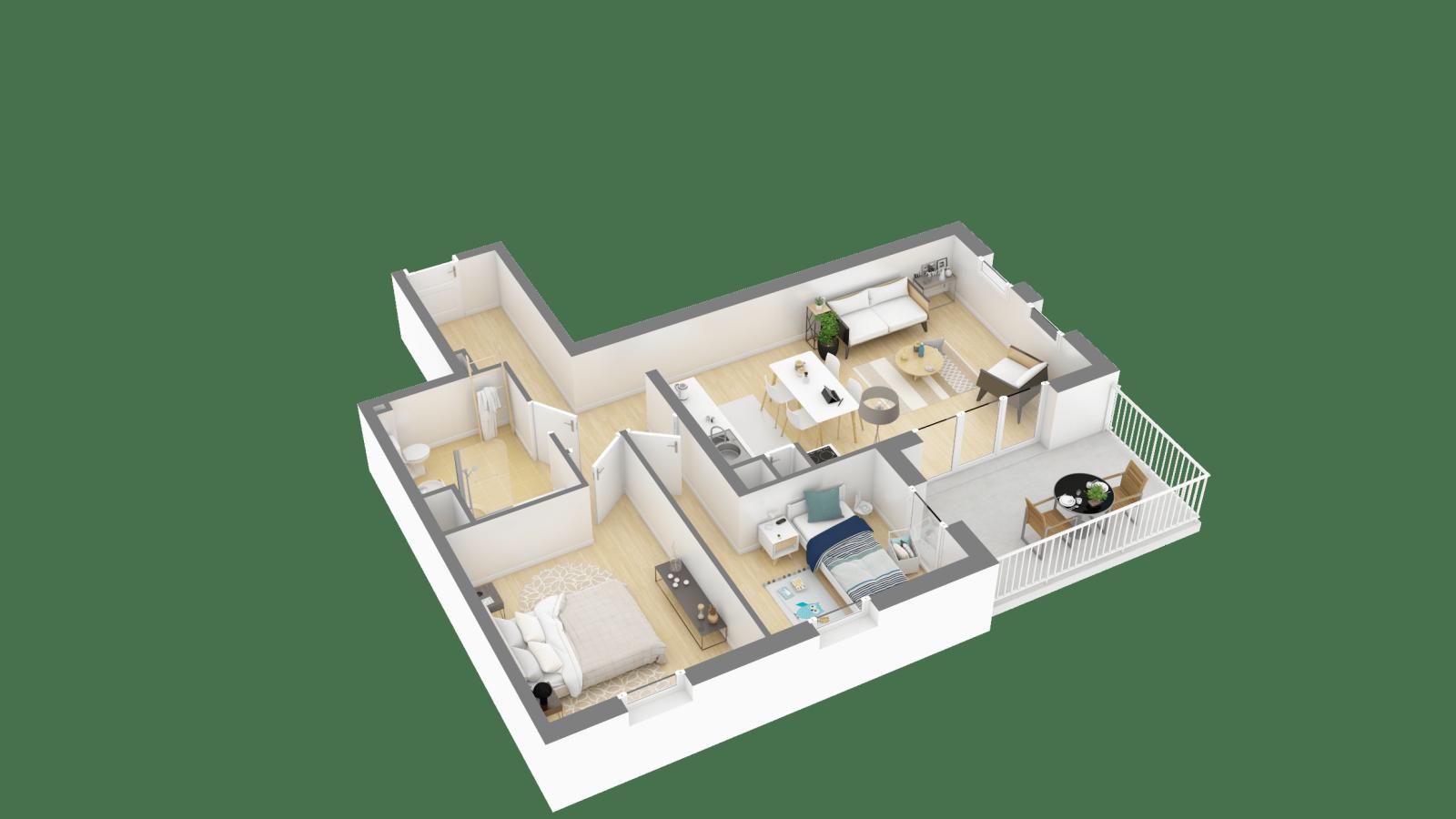 
																																							3 pièces - 
																																						1er étage - 66m² - 1 015,87 € - Photo #5