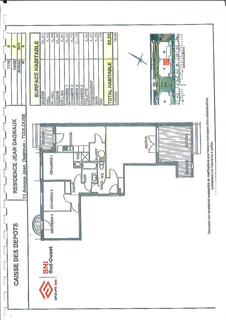 
																																							4 pièces - 
																																						1er étage - 83m² - 1 066,55 € - Photo #1