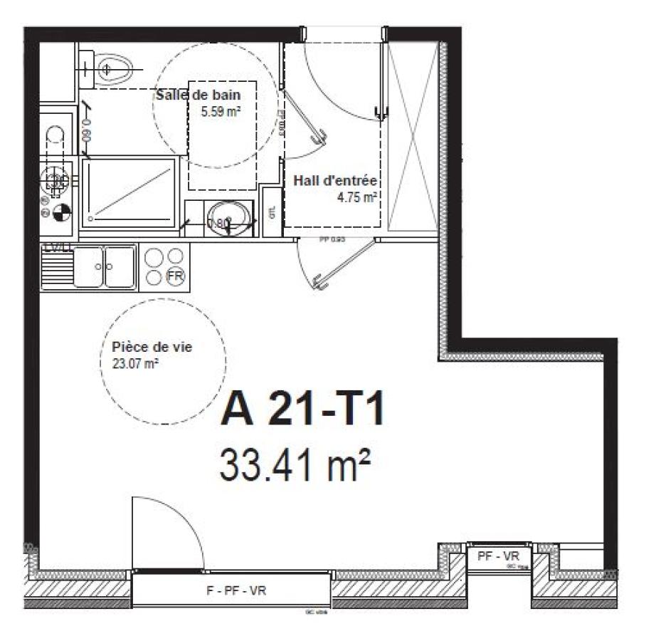 
																																							1 pièce - 
																																						2ème étage - 26m² - 477,62 € - Photo #4