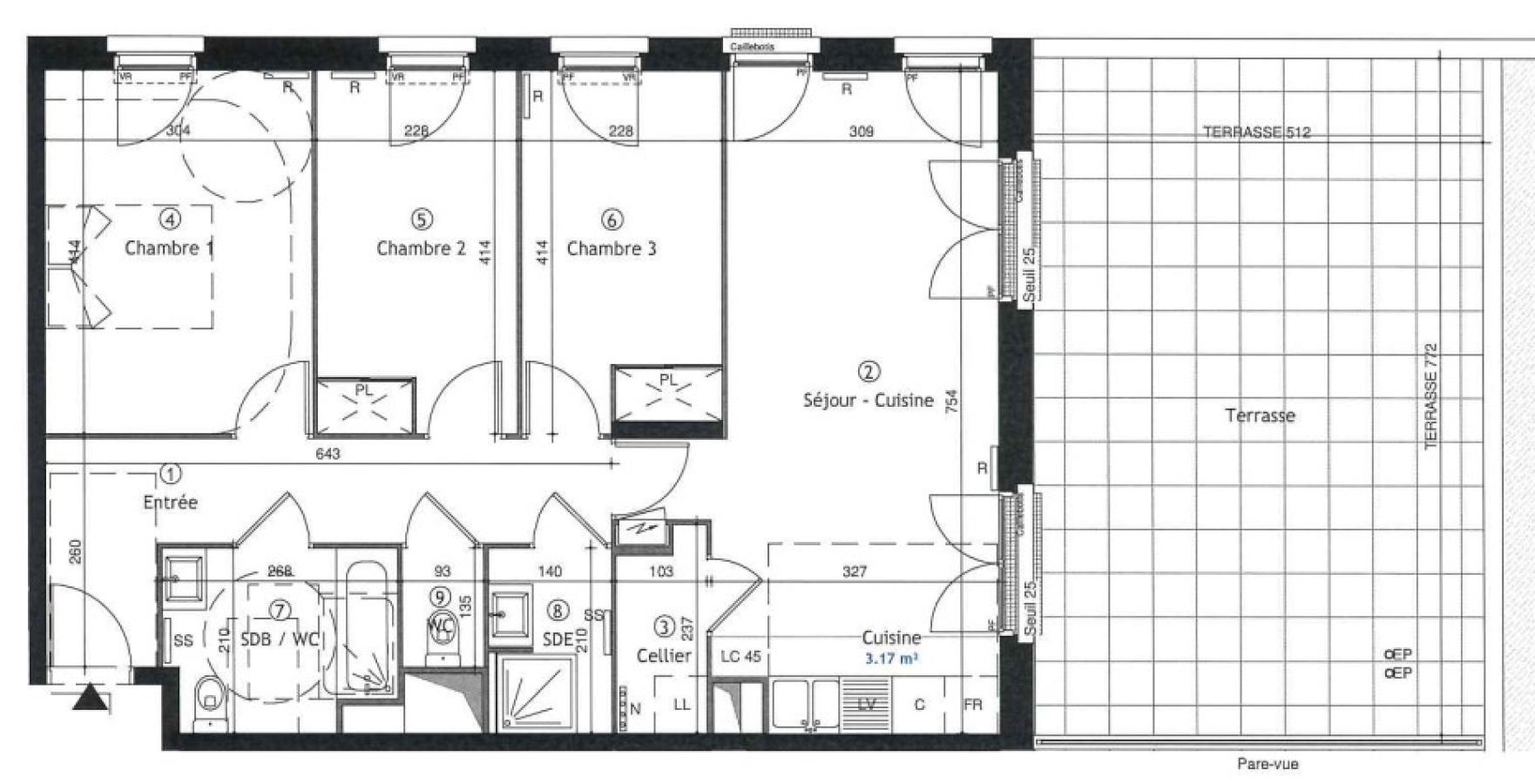 
																			4 pièces - 
																		3ème étage - 76m² - 1 072,31 € - Photo #1
