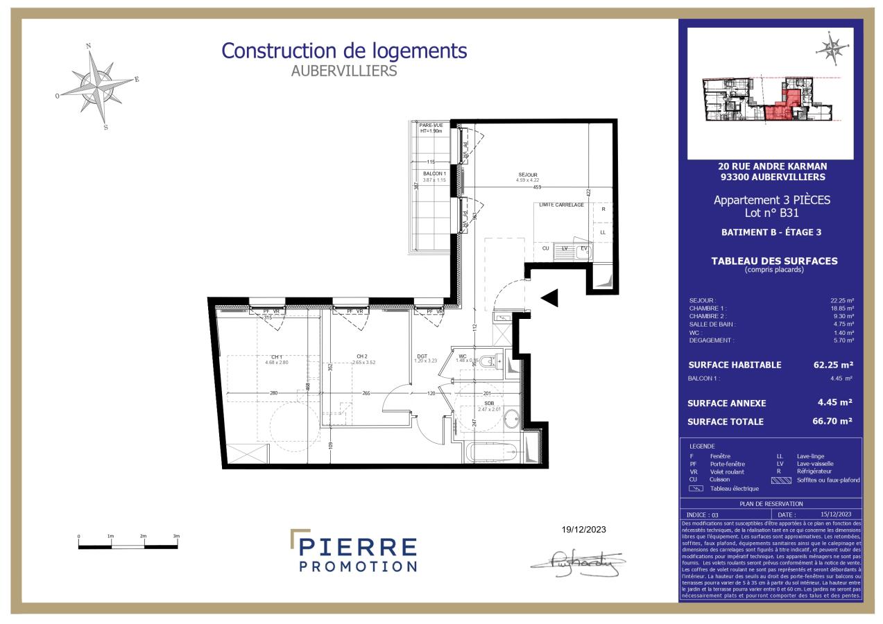 
																			3 pièces - 
																		3ème étage - 62m² - 1 205,67 € - Photo #0