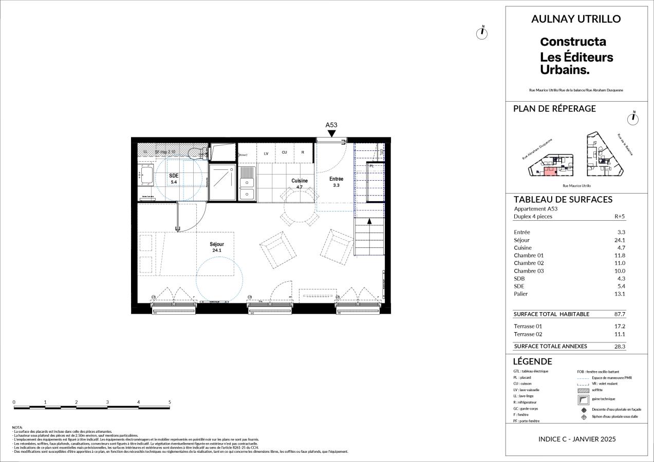 
																																							4 pièces - 
																																						5ème étage - 88m² - 1 519,16 € - Photo #1