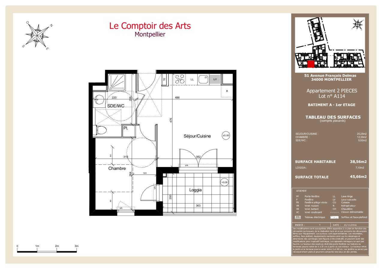 
																																							2 pièces - 
																																						1er étage - 39m² - 743,68 € - Photo #1
