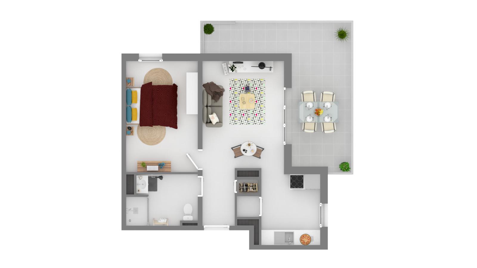 
																																							2 pièces - 
																																						2ème étage - 42m² - 687,98 € - Photo #2