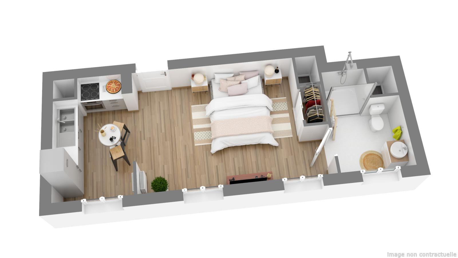 
																			1 pièce - 
																		2ème étage - 29m² - 535,90 € - Photo #2