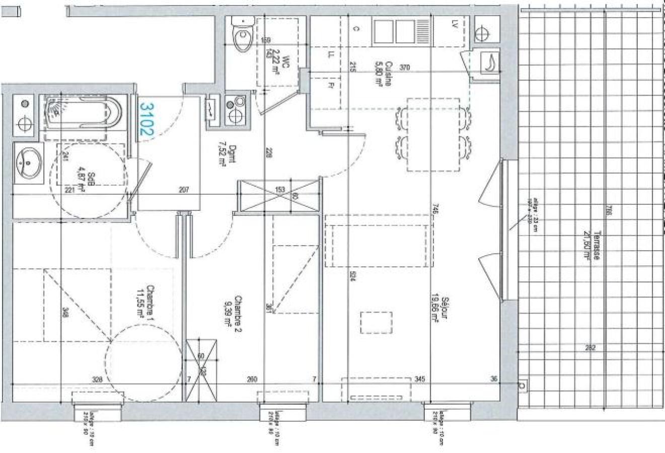 3 pièces - 1er étage - 63m² - 835,88 € - Photo #3